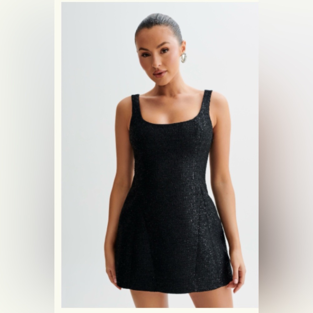 Meshki Black Textured Mini Dress